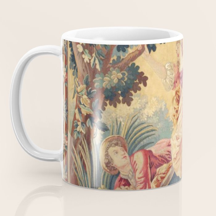 Antique 19th Century Girl On The Swing French Aubusson Tapestry Coffee Mug Gallery Image 3