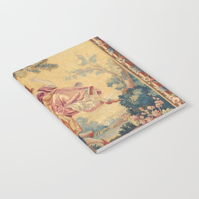 Antique 19th Century Girl On The Swing French Aubusson Tapestry Notebook Gallery Image 2