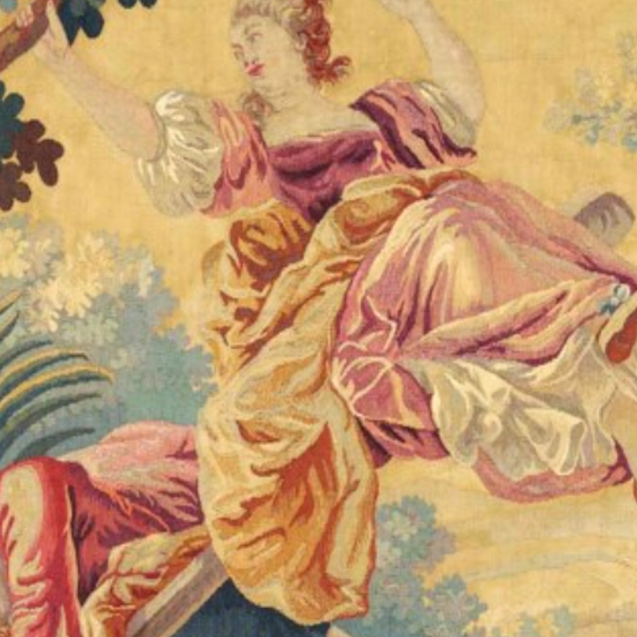 Antique 19th Century Girl On The Swing French Aubusson Tapestry Coffee Mug Gallery Image 2