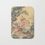 Antique 19th Century Girl On The Swing French Aubusson Tapestry Bath Mat Gallery Image 1