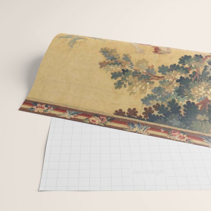 Antique 19th Century Girl On The Swing French Aubusson Tapestry Wrapping Paper Gallery Image 2