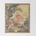 Antique 19th Century Girl On The Swing French Aubusson Tapestry Throw Blanket Gallery Image 2