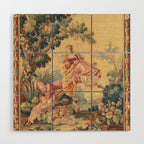 Antique 19th Century Girl On The Swing French Aubusson Tapestry Wood Wall Art Gallery Image 1