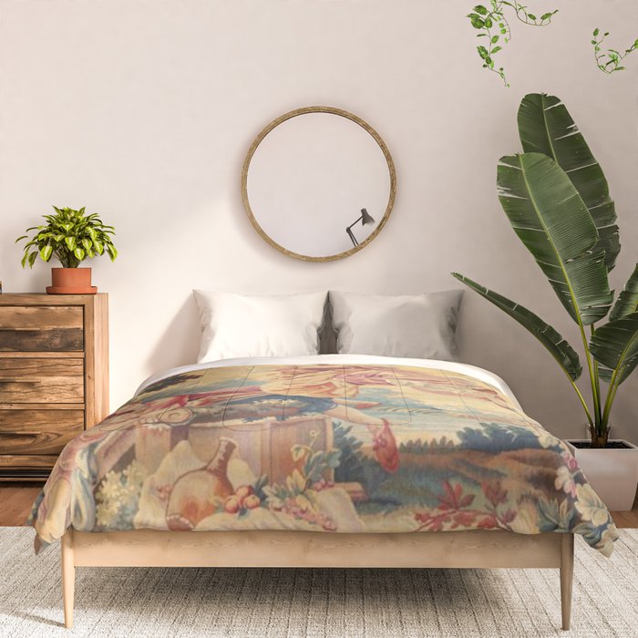 Antique 19th Century Girl On The Swing French Aubusson Tapestry Comforter Gallery Image 3