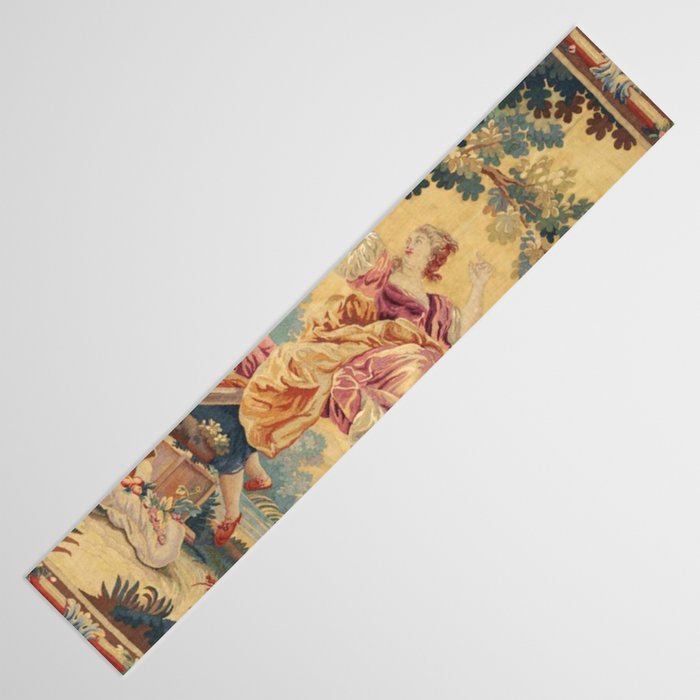 Antique 19th Century Girl On The Swing French Aubusson Tapestry Table Runner Gallery Image 3