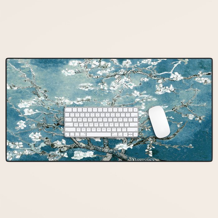 Vincent Van Gogh Almond Blossoms Teal Desk Mat Gallery Image 1