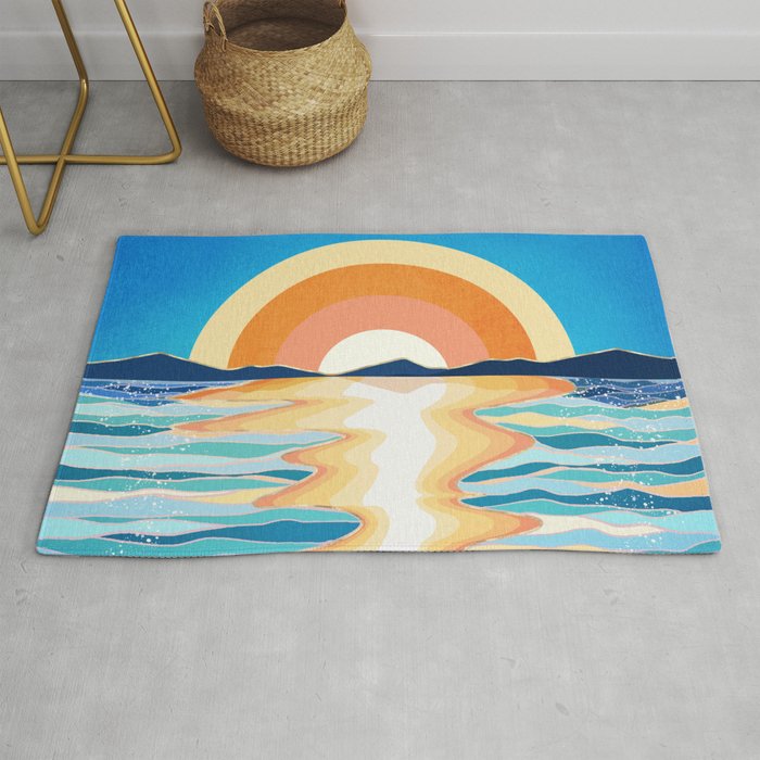 Retro Ocean Sun Rug Gallery Image 1
