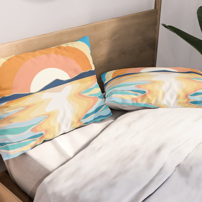 Retro Ocean Sun Pillow Sham Gallery Image 2
