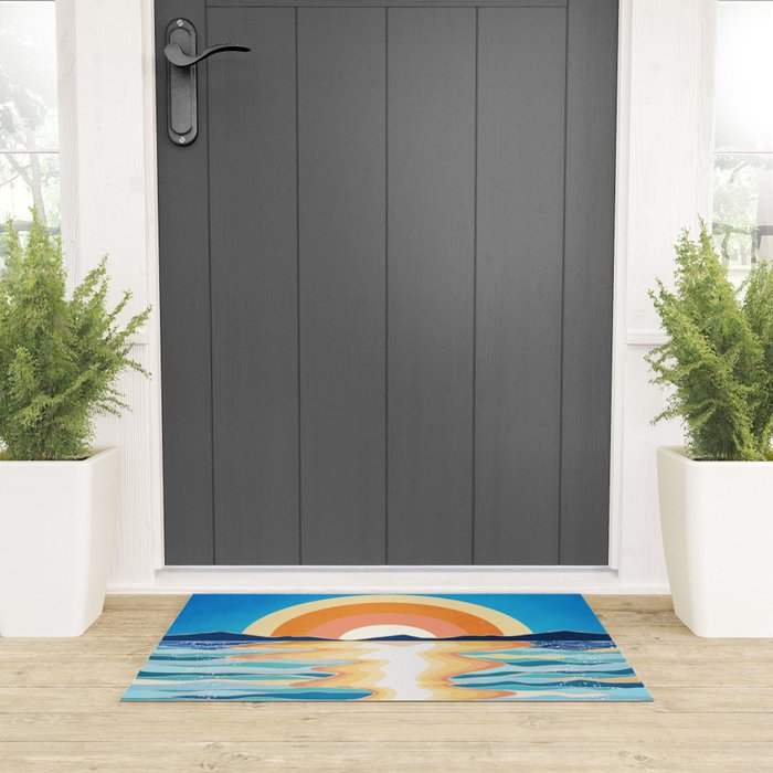 Retro Ocean Sun Welcome Mat Gallery Image 3