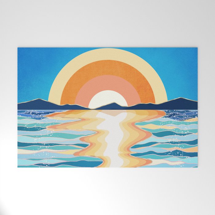 Retro Ocean Sun Welcome Mat Gallery Image 1