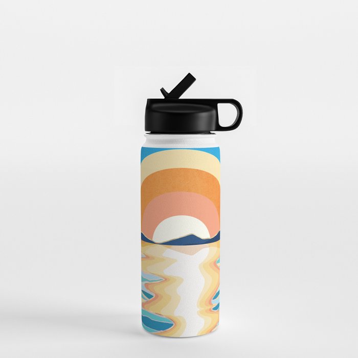 Retro Ocean Sun Water Bottle Gallery Image 1