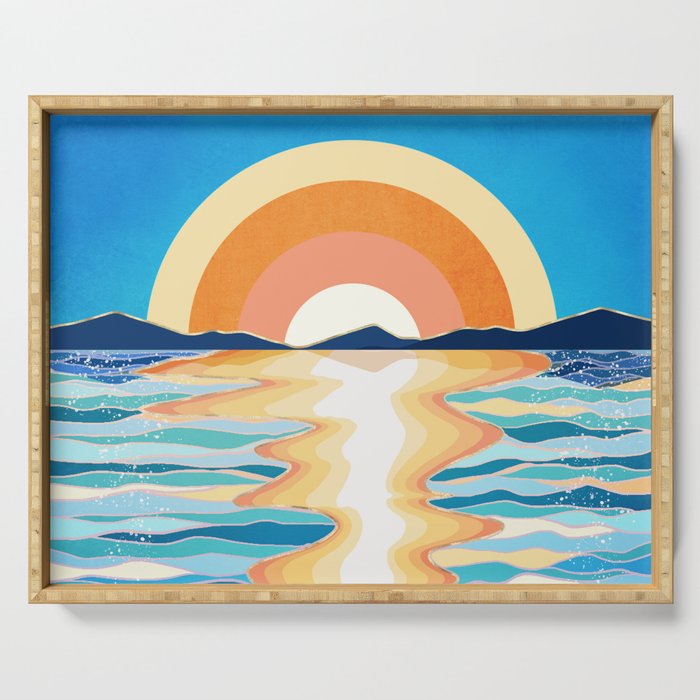 Retro Ocean Sun Serving Tray Gallery Image 1