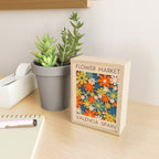 Flower Market Valencia Spain Retro Minimal Floral Blue Orange Mustard Mini Art Print Gallery Image 2