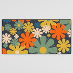 Flower Market Valencia Spain Retro Minimal Floral Blue Orange Mustard Desk Mat Gallery Image 3