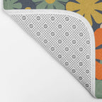 Flower Market Valencia Spain Retro Minimal Floral Blue Orange Mustard Bath Mat Gallery Image 2