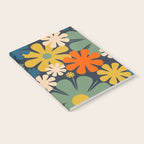 Flower Market Valencia Spain Retro Minimal Floral Blue Orange Mustard Notebook Gallery Image 2