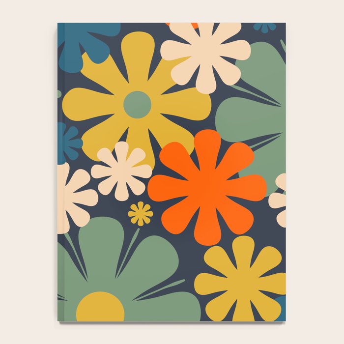 Flower Market Valencia Spain Retro Minimal Floral Blue Orange Mustard Notebook Gallery Image 4