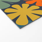 Flower Market Valencia Spain Retro Minimal Floral Blue Orange Mustard Welcome Mat Gallery Image 2