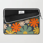 Flower Market Valencia Spain Retro Minimal Floral Blue Orange Mustard Laptop Sleeve Gallery Image 2