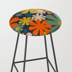 Flower Market Valencia Spain Retro Minimal Floral Blue Orange Mustard Stool Gallery Image 2