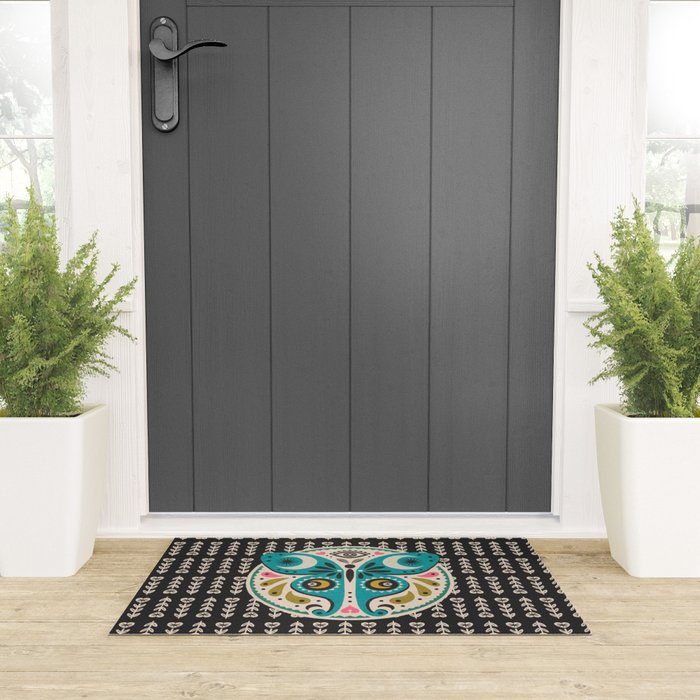 Luna Moth - Black Welcome Mat Gallery Image 3