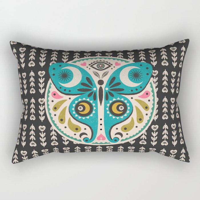 Luna Moth - Black Rectangular Pillow Gallery Image 1
