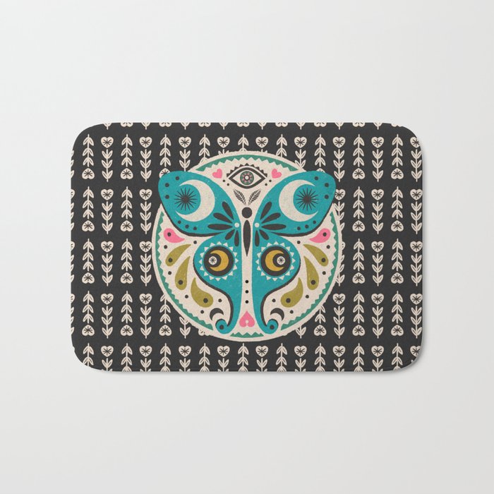 Luna Moth - Black Bath Mat Gallery Image 1
