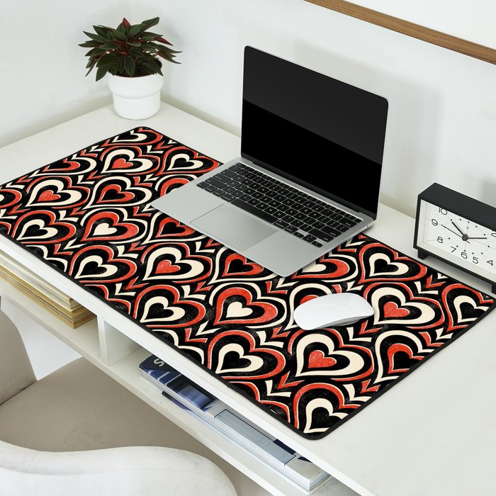 Sweethearts - red, black, and cream Desk Mat Gallery Image 2