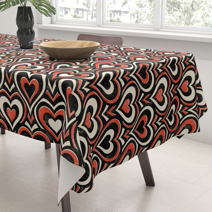Sweethearts - red, black, and cream Tablecloth Gallery Image 3