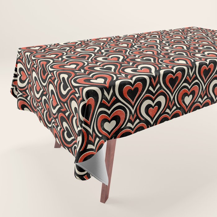 Sweethearts - red, black, and cream Tablecloth Gallery Image 1