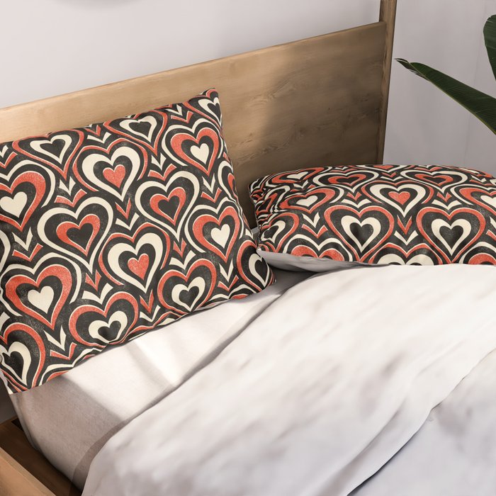 Sweethearts - red, black, and cream Pillow Sham Gallery Image 2