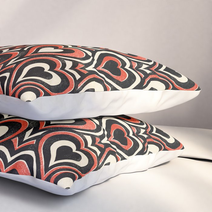 Sweethearts - red, black, and cream Pillow Sham Gallery Image 3