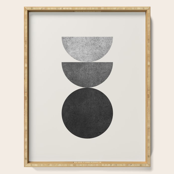 Woodblock black and white Mid century modern Serving Tray Gallery Image 1