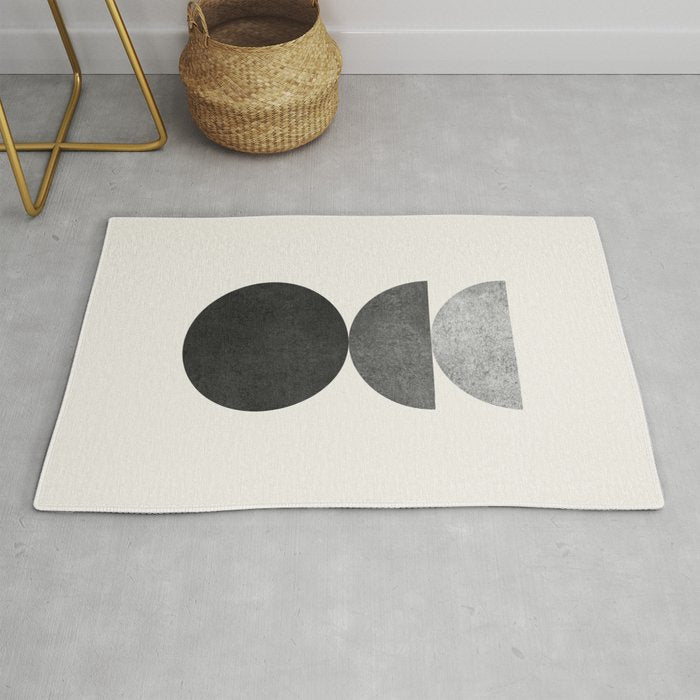 Woodblock black and white Mid century modern Rug Gallery Image 1