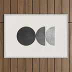 Woodblock black and white Mid century modern Outdoor Rug Gallery Image 1