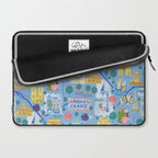 Paris France Map Illustration & Pattern in Blue Laptop Sleeve Gallery Image 2