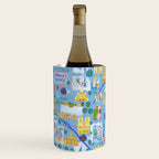 Paris France Map Illustration & Pattern in Blue Wine Chiller Gallery Image 2