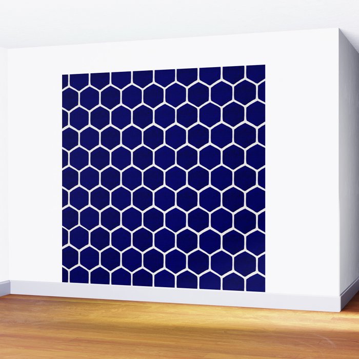 Hexagon Honeycomb Pattern - Navy Palette Wall Mural Gallery Image 2