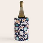 Catching ice and sweetness // navy blue background gingerbread white brown grey and dogs and snowflakes turquoise details Wine Chiller Gallery Image 1
