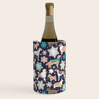 Catching ice and sweetness // navy blue background gingerbread white brown grey and dogs and snowflakes turquoise details Wine Chiller Gallery Image 2