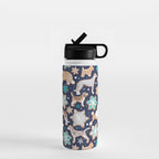 Catching ice and sweetness // navy blue background gingerbread white brown grey and dogs and snowflakes turquoise details Water Bottle Gallery Image 1