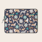 Catching ice and sweetness // navy blue background gingerbread white brown grey and dogs and snowflakes turquoise details Laptop Sleeve Gallery Image 1