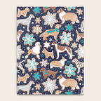 Catching ice and sweetness // navy blue background gingerbread white brown grey and dogs and snowflakes turquoise details Notebook Gallery Image 4