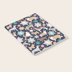 Catching ice and sweetness // navy blue background gingerbread white brown grey and dogs and snowflakes turquoise details Notebook Gallery Image 2