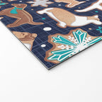 Catching ice and sweetness // navy blue background gingerbread white brown grey and dogs and snowflakes turquoise details Welcome Mat Gallery Image 2
