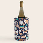 Catching ice and sweetness // navy blue background gingerbread white brown grey and dogs and snowflakes turquoise details Wine Chiller Gallery Image 3