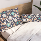 Catching ice and sweetness // navy blue background gingerbread white brown grey and dogs and snowflakes turquoise details Pillow Sham Gallery Image 2
