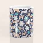 Catching ice and sweetness // navy blue background gingerbread white brown grey and dogs and snowflakes turquoise details Coffee Mug Gallery Image 4