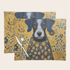 Gustav Klimt Style Dog with Blue and Gold Floral Patterns Placemat Gallery Image 1
