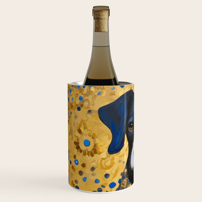 Gustav Klimt Style Dog with Blue and Gold Floral Patterns Wine Chiller Gallery Image 2